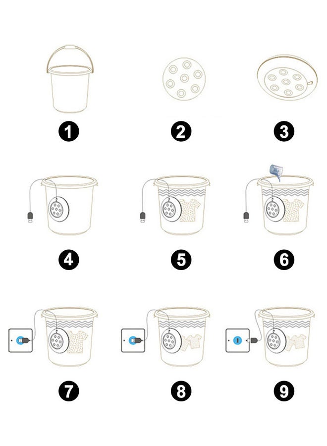 Mini Washing Machine Portable Rotating Ultrasonic Turbine Washer with USB Cable MML380647 White - Image 5