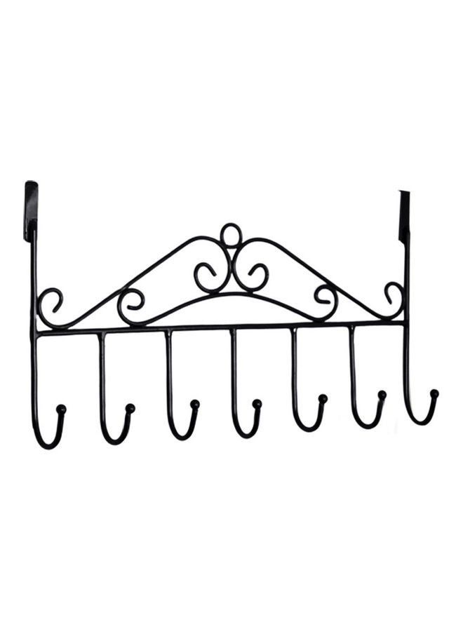 Bag Towel Coat Clothes Hat Over Door Hanger 7-Hook Bathroom Hanging Rack Holder Black 20*10*20cm  - Image 1