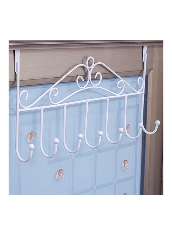 Bag Towel Coat Clothes Hat Over Door Hanger 7-Hook Bathroom Hanging Rack Holder White 20*10*20cm - v1604759133/N41900069A_5