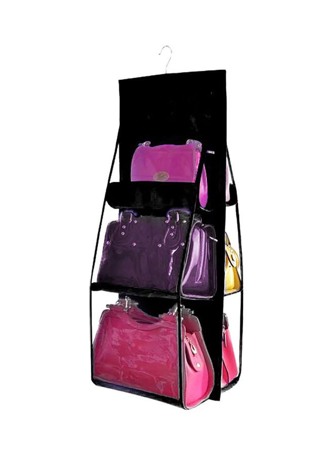 6 Pocket Clear Purse Handbags Organizer Door Closet Shelf Hanging Storage Bag Black 20*10*20cm  - Image 1