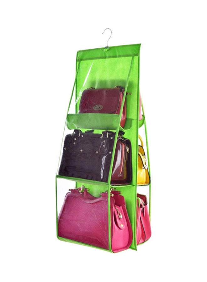 6 Pocket Clear Purse Handbags Organizer Door Closet Shelf Hanging Storage Bag Green 20*10*20cm  - Image 1