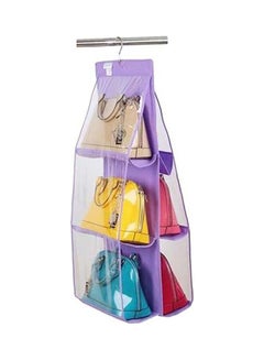 Generic 6 Pocket Clear Purse Handbags Organizer Door Closet Shelf Hanging Storage Bag Purple 20*10*20cm  - Image 1