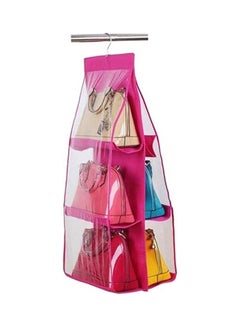 Generic 6 Pocket Clear Purse Handbags Organizer Door Closet Shelf Hanging Storage Bag Rose Red  - Image 1