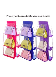 Generic 6 Pocket Clear Purse Handbags Organizer Door Closet Shelf Hanging Storage Bag Rose Red  - Image 3