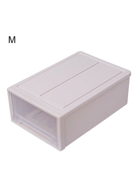 Household Plastic Transparent Stackable Drawer Storage Box Container Organizer Beige 20*10*20cm