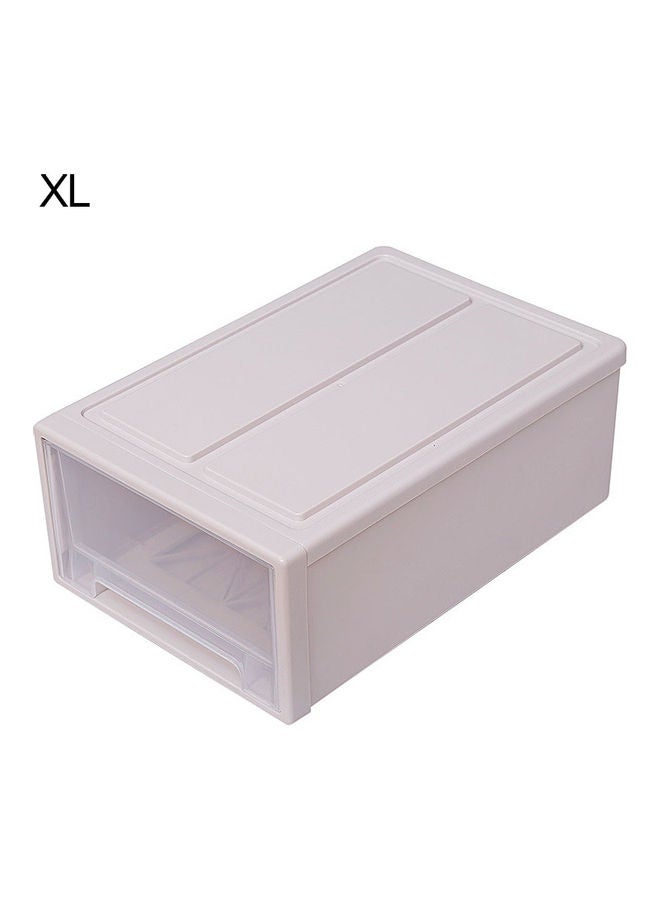 Household Plastic Transparent Stackable Drawer Storage Box Container Organizer Beige 20*10*20cm - Image 1