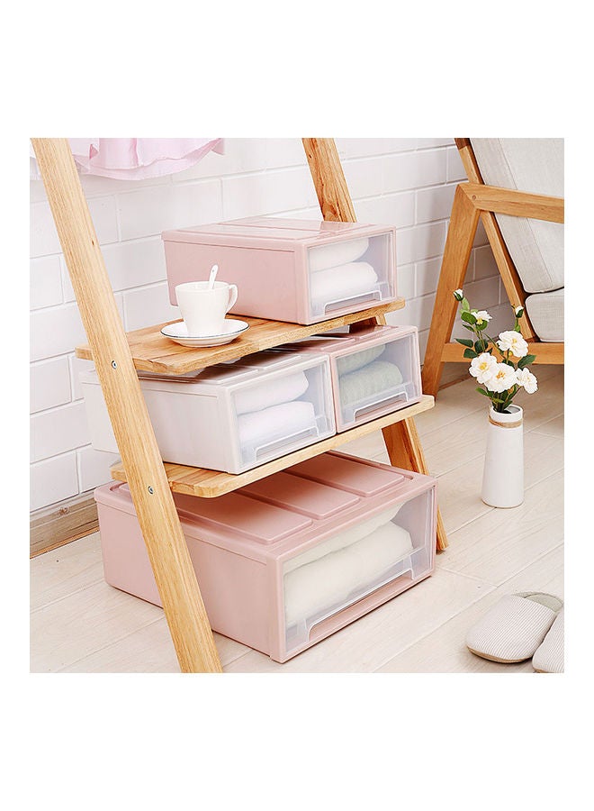 Household Plastic Transparent Stackable Drawer Storage Box Container Organizer Beige 20*10*20cm - Image 3