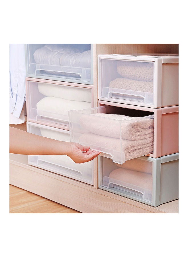 Household Plastic Transparent Stackable Drawer Storage Box Container Organizer Beige 20*10*20cm - Image 2