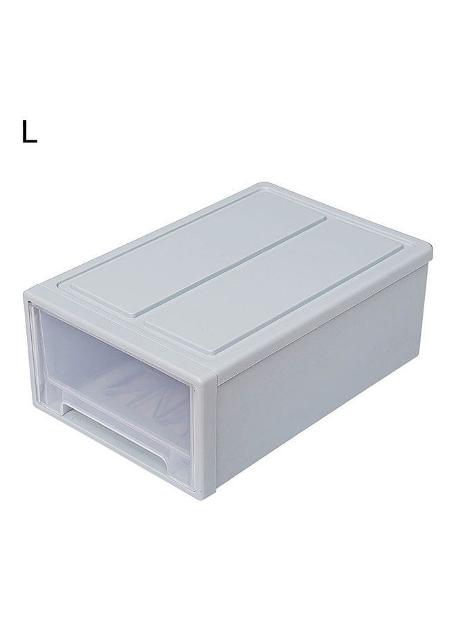 Household Plastic Transparent Stackable Drawer Storage Box Container Organizer Light Blue - Image 1