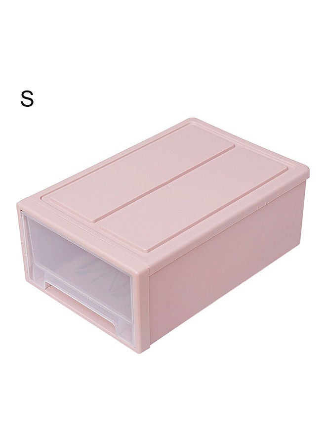 Household Plastic Transparent Stackable Drawer Storage Box Container Organizer Pink 20*10*20cm - Image 1