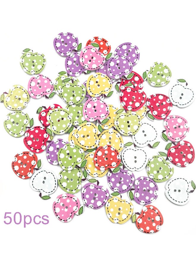 50Pcs Mini Apple Fruit Wooden Buttons Sewing Scrapbook Cards Art Craft DIY Decor Random Color 20*10*20cm  - Image 1