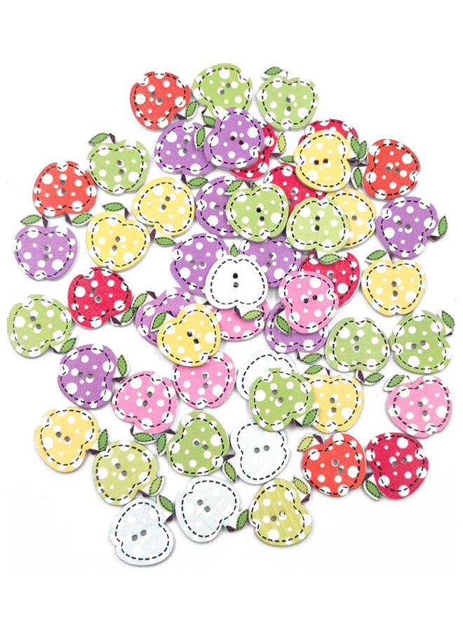 50Pcs Mini Apple Fruit Wooden Buttons Sewing Scrapbook Cards Art Craft DIY Decor Random Color 20*10*20cm  - Image 2