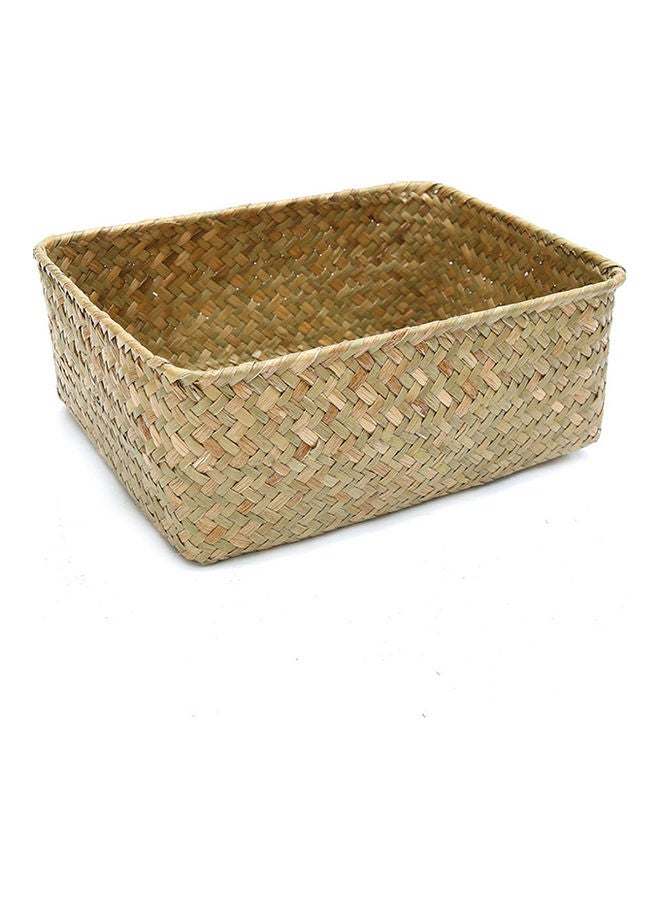 Handmade Straw Dried Flower Fruit Pot Basket Rattan Box Candy Earphone Organizer Primary Color 20*10*20cm - Image 1