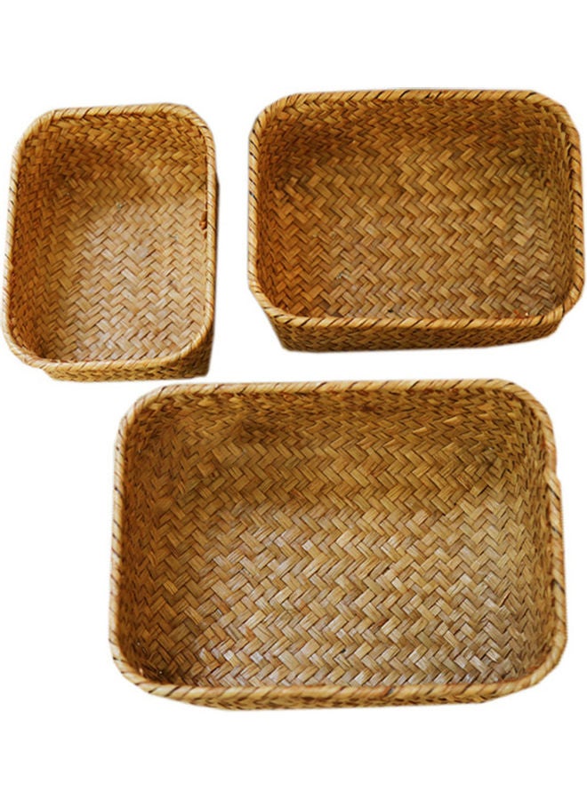Handmade Straw Dried Flower Fruit Pot Basket Rattan Box Candy Earphone Organizer Primary Color 20*10*20cm - Image 5