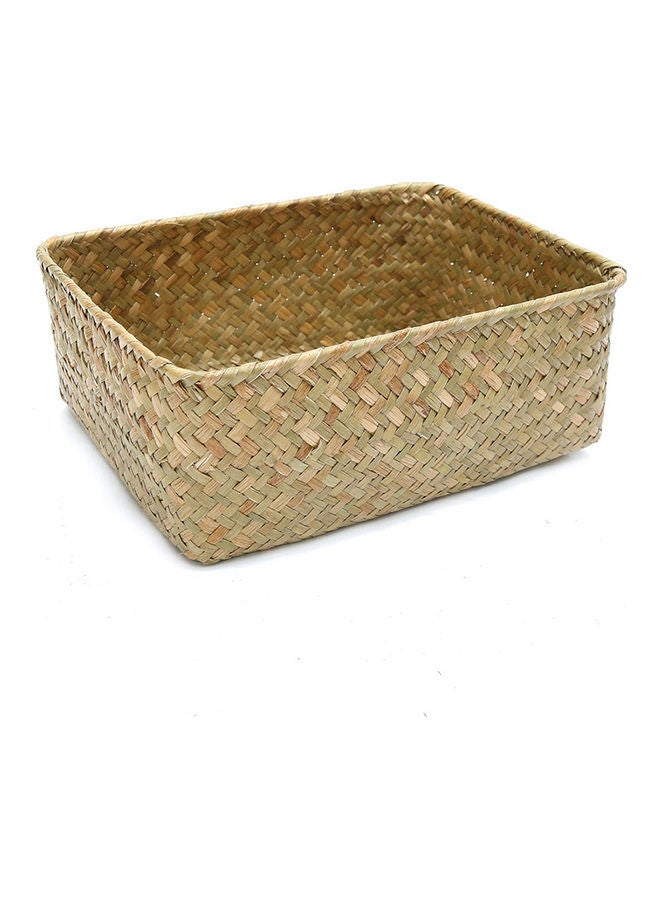 Handmade Straw Dried Flower Fruit Pot Basket Rattan Box Candy Earphone Organizer Primary Color 20*10*20cm - Image 1