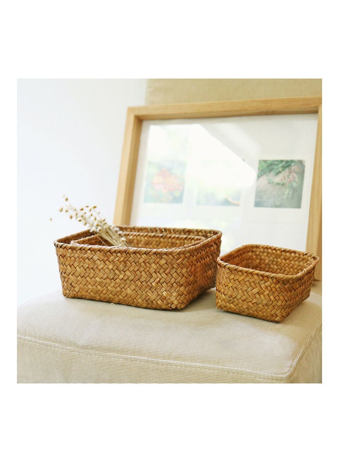 Handmade Straw Dried Flower Fruit Pot Basket Rattan Box Candy Earphone Organizer Coffee 20*10*20cm - Image 2