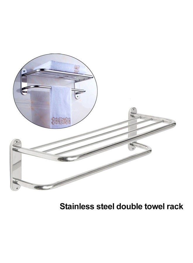 Stainless Steel Wall Mounted Hotel Bathroom Towel Rack Rail Holder Storage Shelf multicolor 20*10*20cm - Image 1