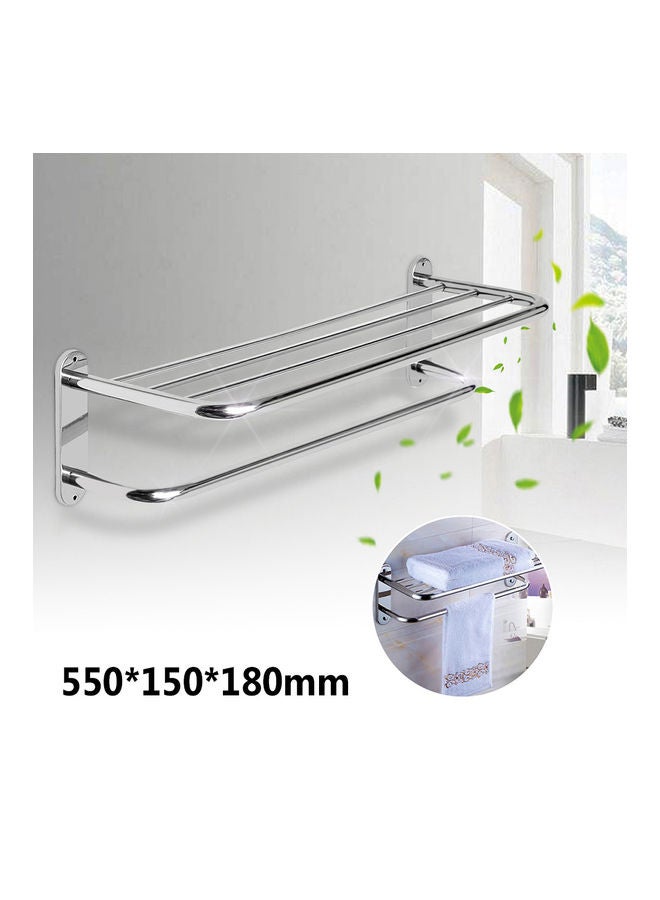 Stainless Steel Wall Mounted Hotel Bathroom Towel Rack Rail Holder Storage Shelf multicolor 20*10*20cm - Image 2