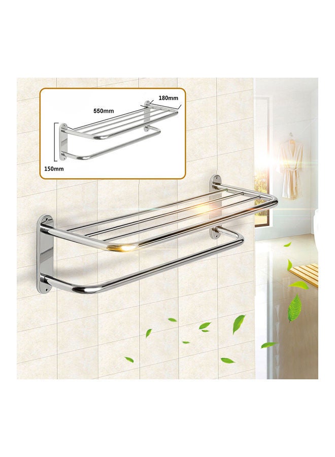 Stainless Steel Wall Mounted Hotel Bathroom Towel Rack Rail Holder Storage Shelf multicolor 20*10*20cm - Image 3