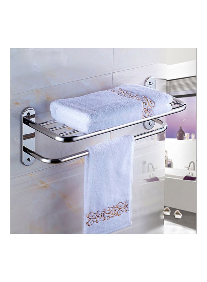 Stainless Steel Wall Mounted Hotel Bathroom Towel Rack Rail Holder Storage Shelf multicolor 20*10*20cm - Image 4
