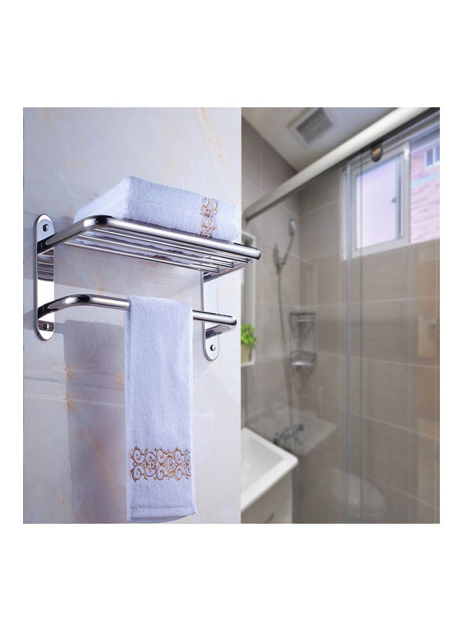 Stainless Steel Wall Mounted Hotel Bathroom Towel Rack Rail Holder Storage Shelf multicolor 20*10*20cm - Image 5