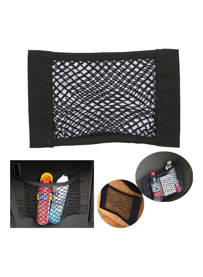 Car Seat Storage Mesh Organizer Mesh Cargo Net Sticker Organizer Pouch Bag for Car Black 26*2*24cm - Image 1