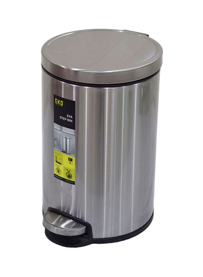 EKO Stainless Steel Step Trash Bin Metallic Silver 8Liters 