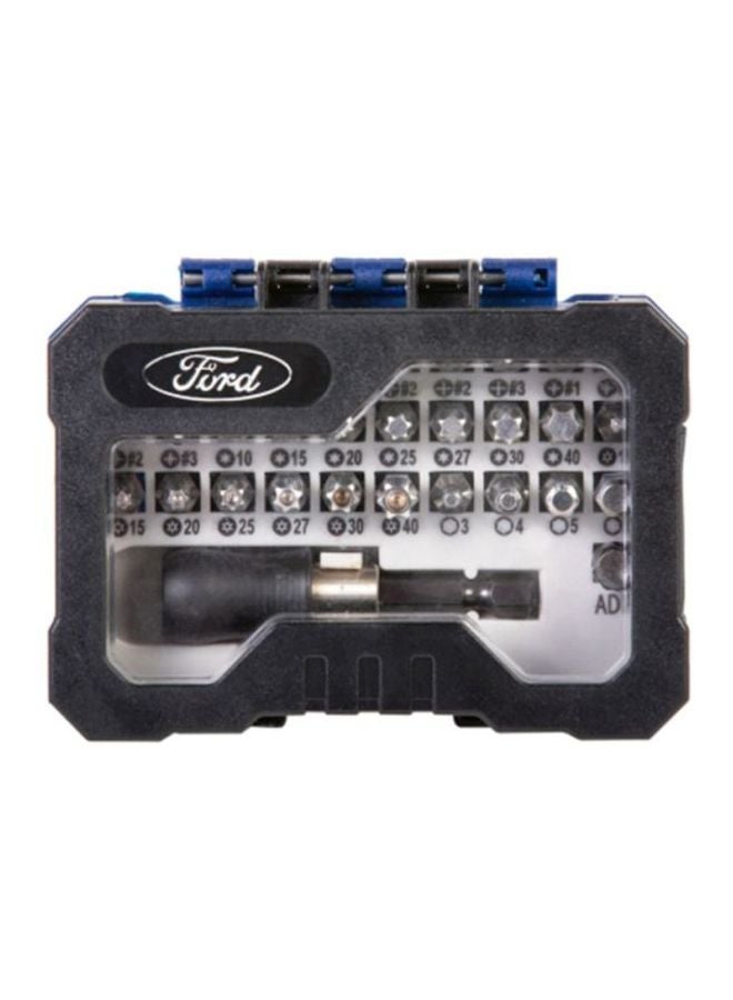 Ford - 32-Piece Screwdriving Bits Set Black/Silver - Image 1