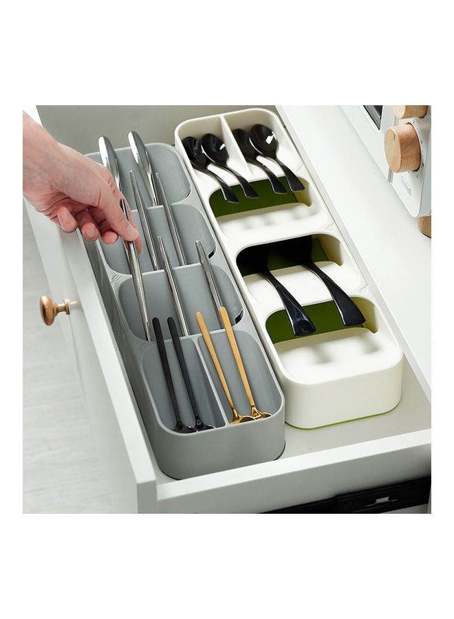 Cutlery Organizer Tray Silverware Storage Case Kitchen Drawer Organizer Individual Compartments for Forks Knives Spoons Grey 39.6*5.5*11cm - Image 3