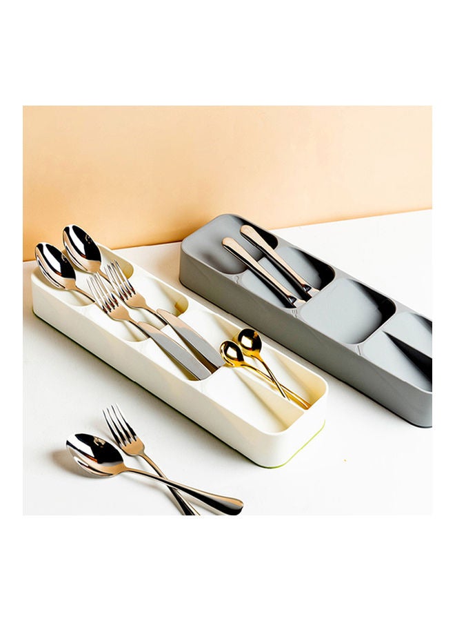 Cutlery Organizer Tray Silverware Storage Case Kitchen Drawer Organizer Individual Compartments for Forks Knives Spoons Grey 39.6*5.5*11cm - Image 2