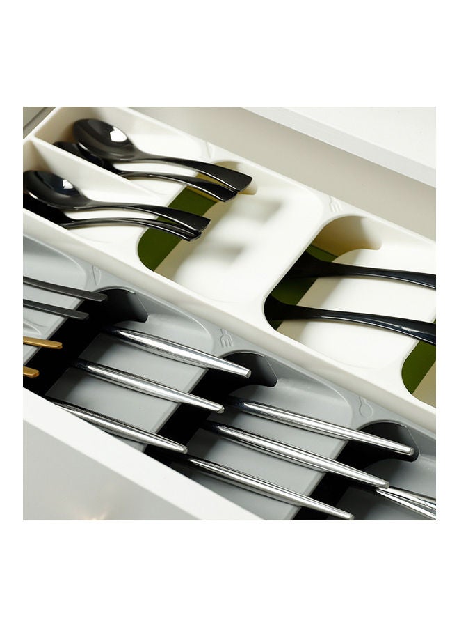 Cutlery Organizer Tray Silverware Storage Case Kitchen Drawer Organizer Individual Compartments for Forks Knives Spoons Grey 39.6*5.5*11cm - Image 5