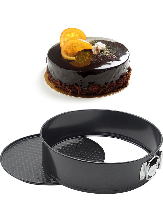 9-Inch Cake Pan with Non-stick Bottom Round Cake Pan Springform Cake Tins Baking Tool for Birthday Cake Party Dessert Restaurant Kitchen Gadgets Dishwasher Safe Black 24*8*24cm - Image 1