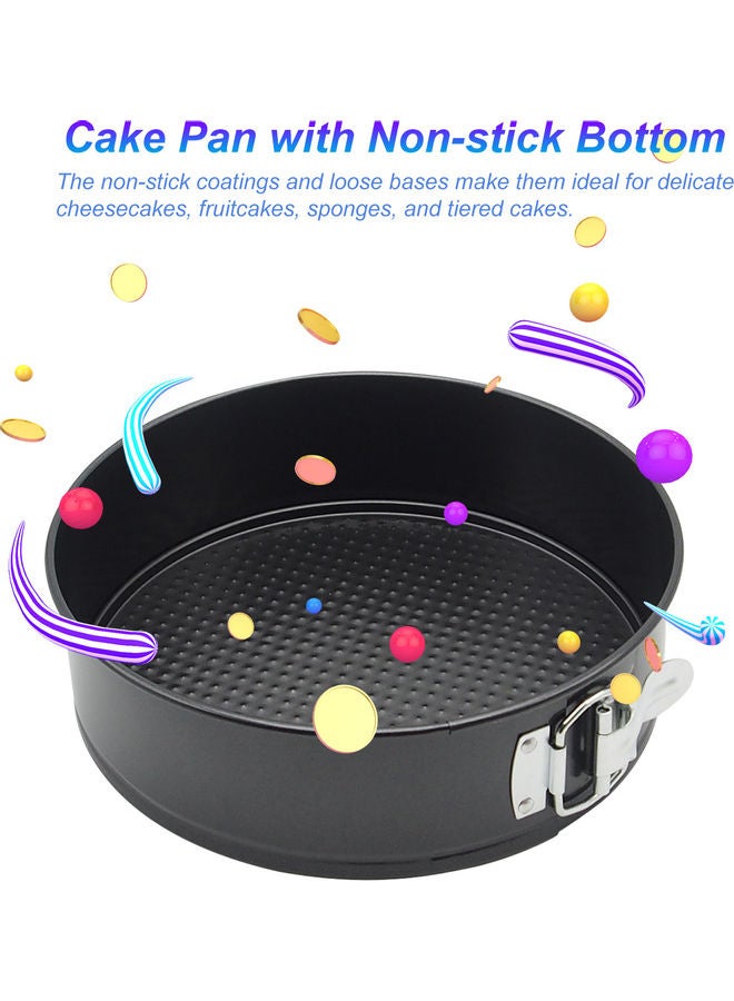 9-Inch Cake Pan with Non-stick Bottom Round Cake Pan Springform Cake Tins Baking Tool for Birthday Cake Party Dessert Restaurant Kitchen Gadgets Dishwasher Safe Black 24*8*24cm - Image 3