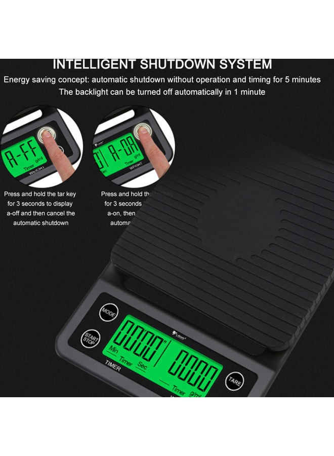 Generic - Accurate Electric Kitchen Scale,Coffee Scale with Timer High-precision Kitchen Scale Mini Electronic Platform Scale Food Weighing Scale 5kg/0.1 Black 23*5*15cm - Image 1