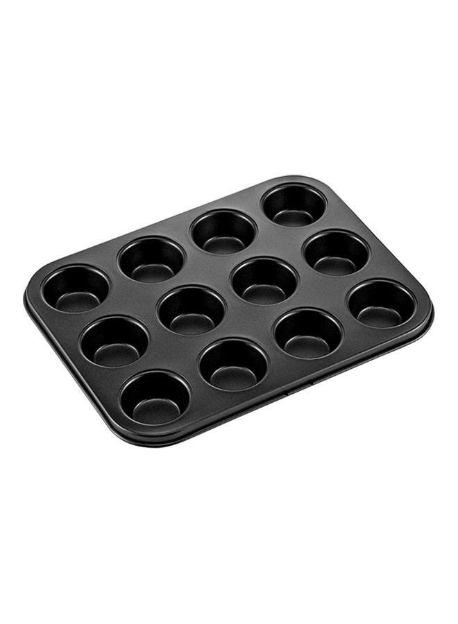 6/12 Piece Superior Carbon Steel Non-Stick Cake Bakeware Multiple Pattern Doughnut Banana Minnow Cat Claw Round Baking Mould Black 35.2*2.8*26.5cm - Image 1