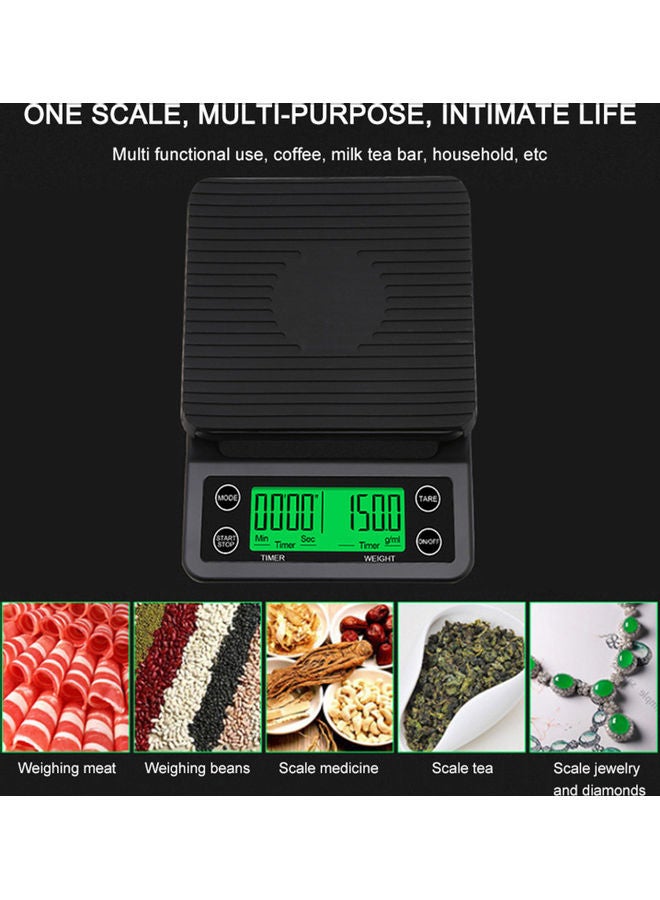 Generic - Accurate Electric Kitchen Scale,Coffee Scale with Timer High-precision Kitchen Scale Mini Electronic Platform Scale Food Weighing Scale 5kg/0.1 Black 23*5*15cm - Image 1