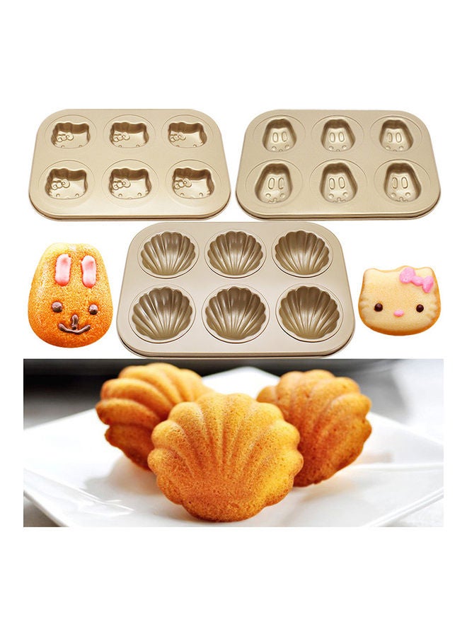 Generic - 6/12 Piece Superior Carbon Steel Non-Stick Cake Bakeware Multiple Pattern Doughnut Banana Minnow Cat Claw Round Baking Mould multicolour 26.5*2.7*18.5cm - Image 1