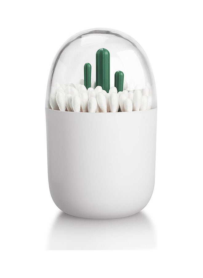Dustproof Table Decorative Toothpick Cotton Swab Storage Box Style:Plant cactus white 11*11*11cm - Image 1