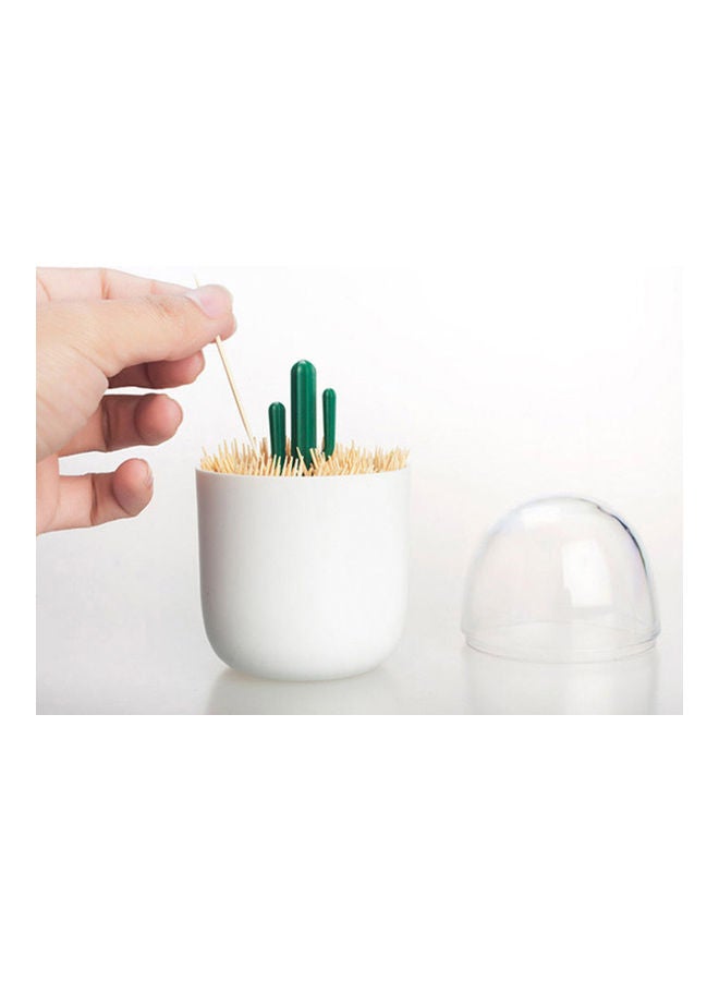 Dustproof Table Decorative Toothpick Cotton Swab Storage Box Style:Plant cactus white 11*11*11cm - Image 3