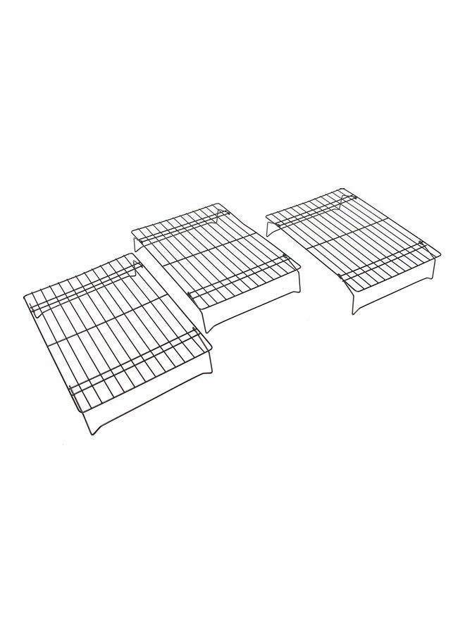 Generic - Cooling Rack 3 Layers Stackable Saving Space Cake Stand Black 35*5.5*25cm - Image 1