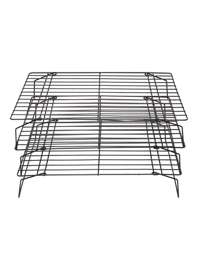 Generic - Cooling Rack 3 Layers Stackable Saving Space Cake Stand Black 35*5.5*25cm - Image 1