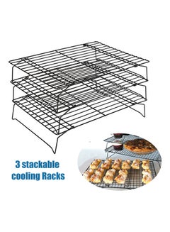 Cooling Rack 3 Layers Stackable Saving Space Cake Stand Black 35*5.5*25cm