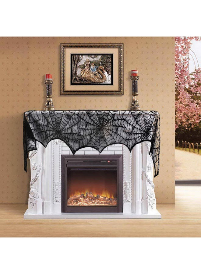 غطاء مدفأة بتصميم شبكة عنكبوت من الدانتيل للهالووين أسود 20 x 10 x 20سم - Image 2