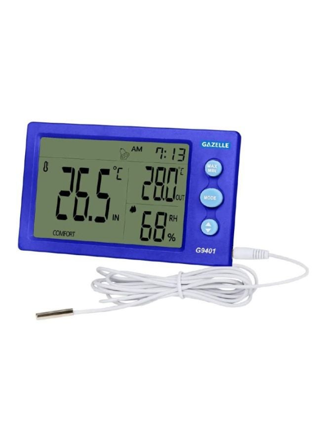 Gazelle Big Digit Temperature Humidity Meter Blue/Clear - Image 1
