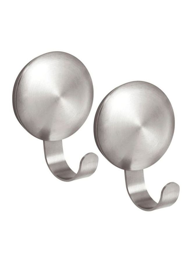 إنترديزاين طقم 2 قطعة من خطافات ذاتية اللصق فورما فضي 2x1.25x3بوصة - Image 1