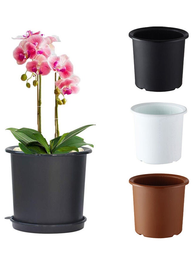 Generic - Slotted Orchid Flower Garden Inner Outer Pot Planter Tray Tabletop Ornament White Pots 20*10*20cm - Image 1