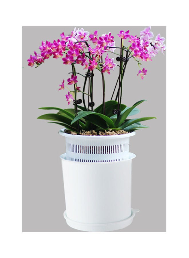 Generic - Slotted Orchid Flower Garden Inner Outer Pot Planter Tray Tabletop Ornament White Pots 20*10*20cm - Image 1