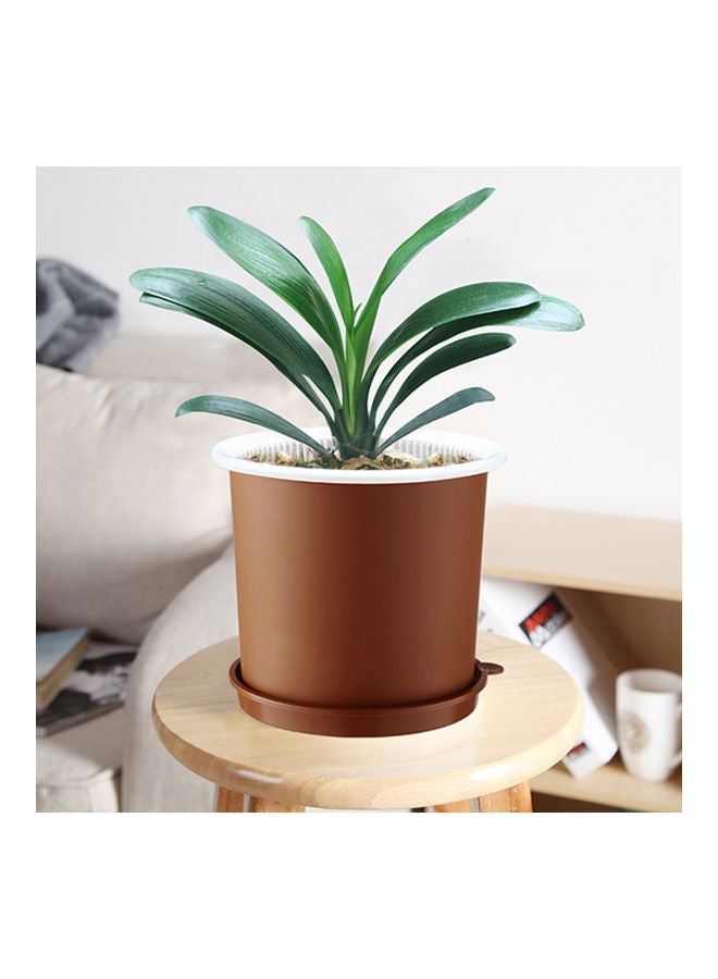 Generic - Slotted Orchid Flower Garden Inner Outer Pot Planter Tray Tabletop Ornament White Pots 20*10*20cm - Image 1