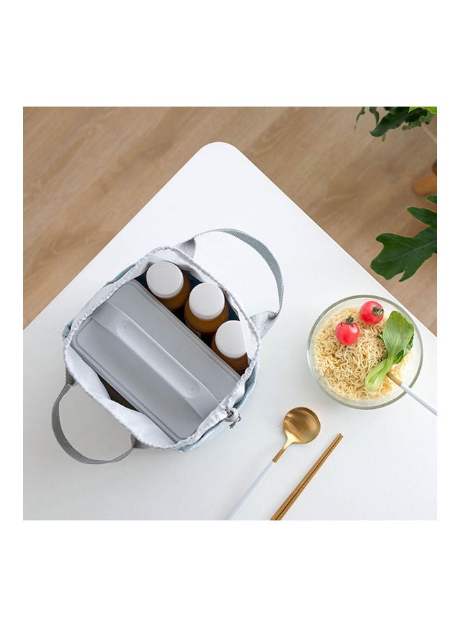 حقيبة غداء معزولة حراريا لتخزين الطعام أثناء التنزه مزودة بجيب برباط وسعة كبيرة رمادي فاتح 20*20*20سم - Image 4