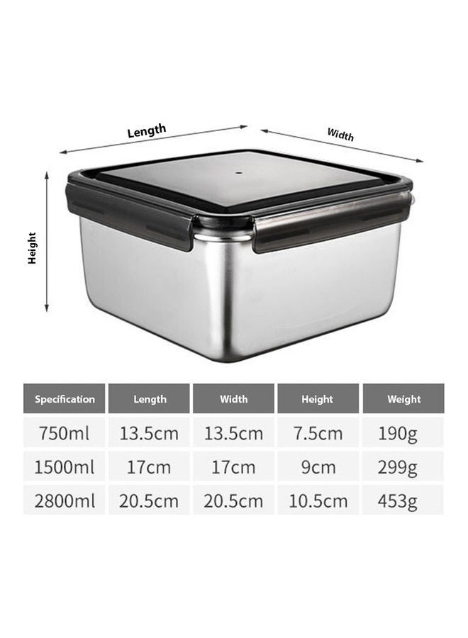 Fresh Keeping Box 316 Stainless Steel Crisper Super Large Capacity Refrigerator Special Frozen Storage Fruit Bento Box Volume:316 square 2800ml silver 21*21*21cm  - Image 1